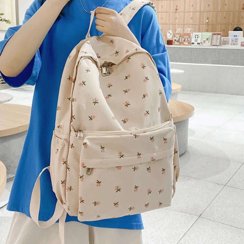 Women College Student Backpack Double Shoulder Large Capacity Travel Laptop Rucksack Book Schoolbag For Teenage Girl 2021 New