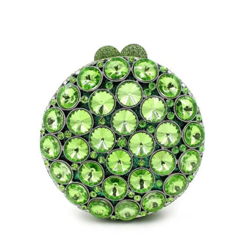 Women Color Gem Crystal Clutch Bags Stone Evening Purse Wedding Bridal Rhines tones Purse Handbags