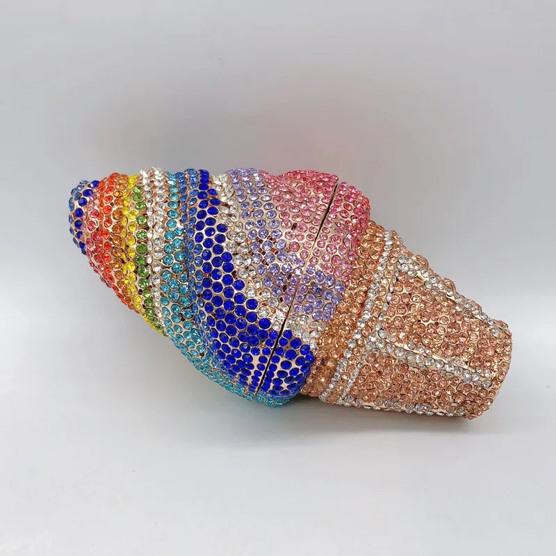 Women Color Ice cream Crystal Clutch Bags Stone Evening Purse Wedding Bridal Rhinestones Purse Handbags Party Dinner Gift Bag