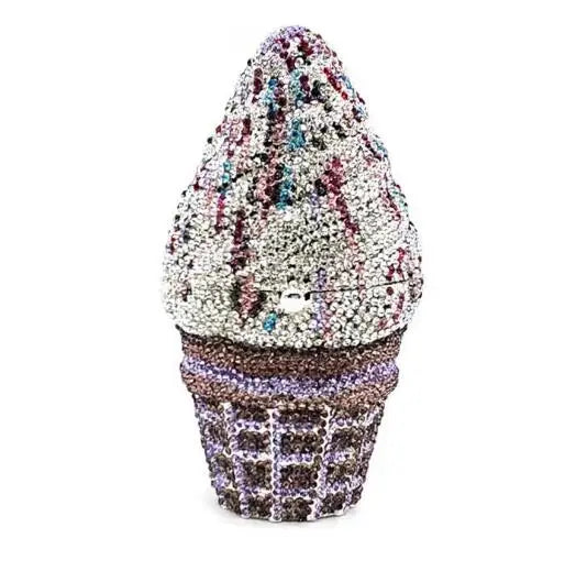 Women Color Ice cream Crystal Clutch Bags Stone Evening Purse Wedding Bridal Rhinestones Purse Handbags Party Dinner Gift Bag
