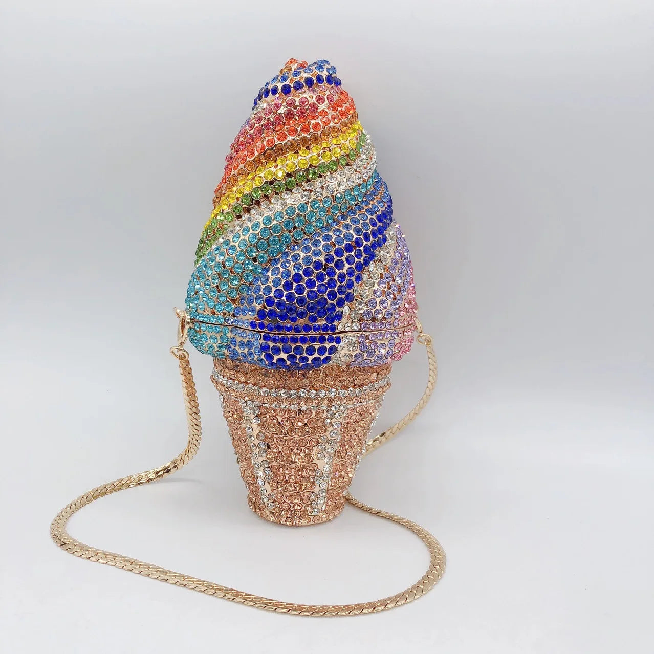 Women Color Ice cream Crystal Clutch Bags Stone Evening Purse Wedding Bridal Rhinestones Purse Handbags Party Dinner Gift Bag