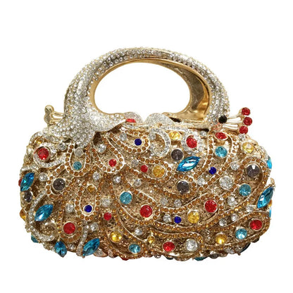 Women Color phoenix Crystal Clutch Bags Stone Evening Purse Wedding Bridal Rhinestones Purse And Handbags Party Dinner Gift Bag