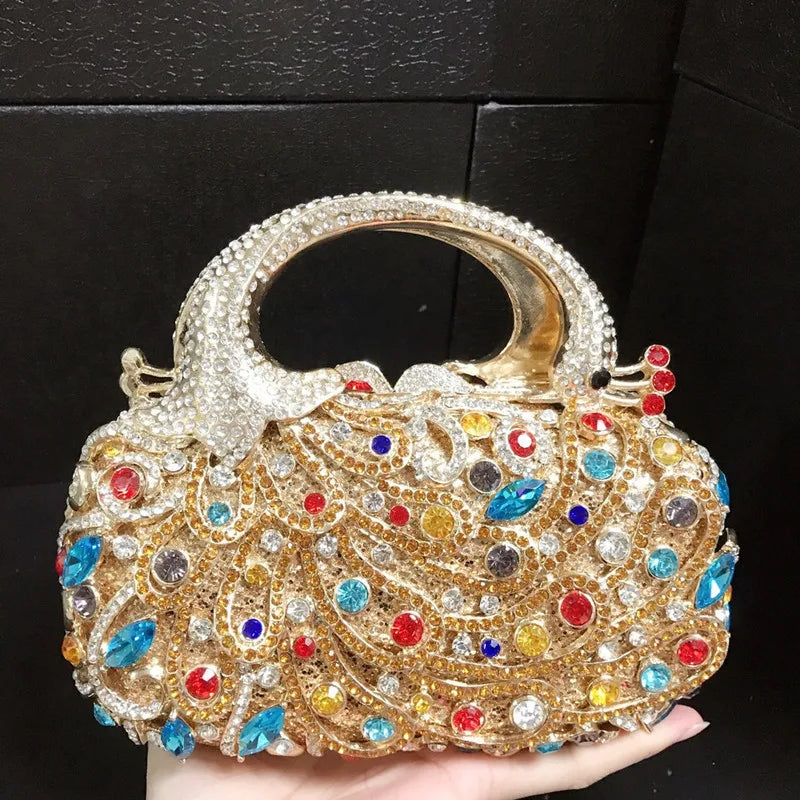 Women Color phoenix Crystal Clutch Bags Stone Evening Purse Wedding Bridal Rhinestones Purse And Handbags Party Dinner Gift Bag