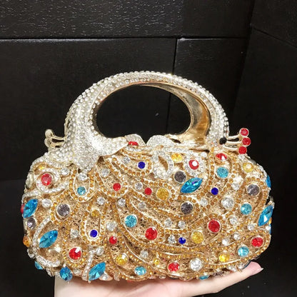 Women Color phoenix Crystal Clutch Bags Stone Evening Purse Wedding Bridal Rhinestones Purse And Handbags Party Dinner Gift Bag