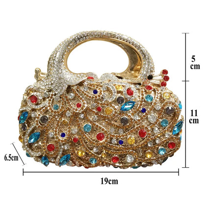 Women Color phoenix Crystal Clutch Bags Stone Evening Purse Wedding Bridal Rhinestones Purse And Handbags Party Dinner Gift Bag
