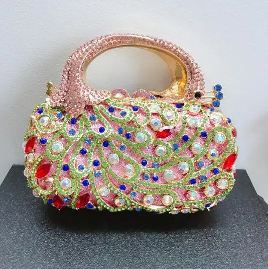 Women Color phoenix Crystal Clutch Bags Stone Evening Purse Wedding Bridal Rhinestones Purse And Handbags Party Dinner Gift Bag