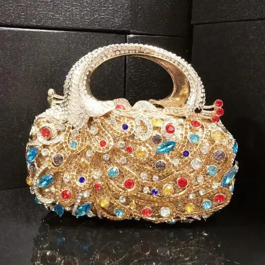 Women Color phoenix Crystal Clutch Bags Stone Evening Purse Wedding Bridal Rhinestones Purse And Handbags Party Dinner Gift Bag