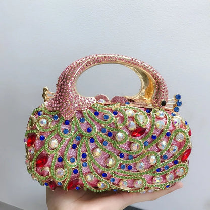 Women Color phoenix Crystal Clutch Bags Stone Evening Purse Wedding Bridal Rhinestones Purse And Handbags Party Dinner Gift Bag