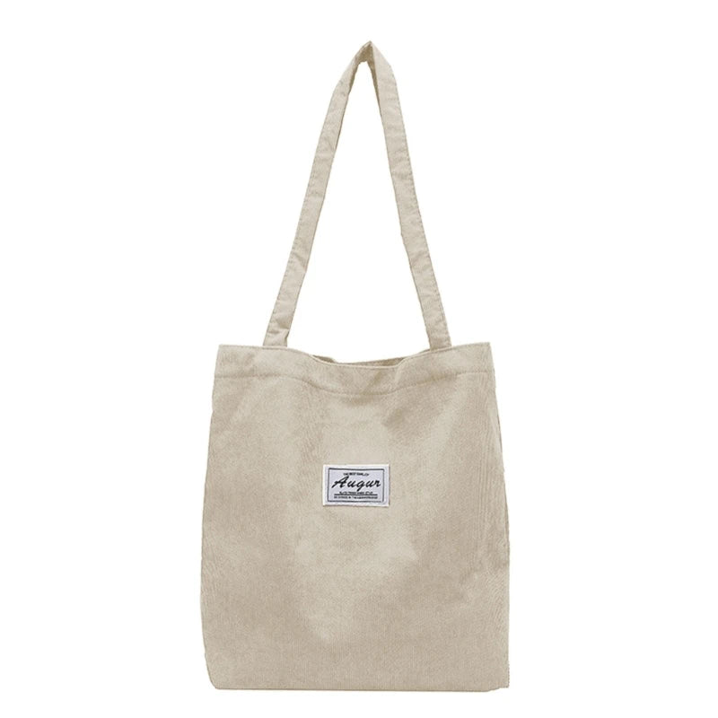 Women Corduroy Shoulder Shopping Bags Reusable Casual Outdoor Party Tote Handbag