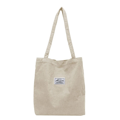 Women Corduroy Shoulder Shopping Bags Reusable Casual Outdoor Party Tote Handbag