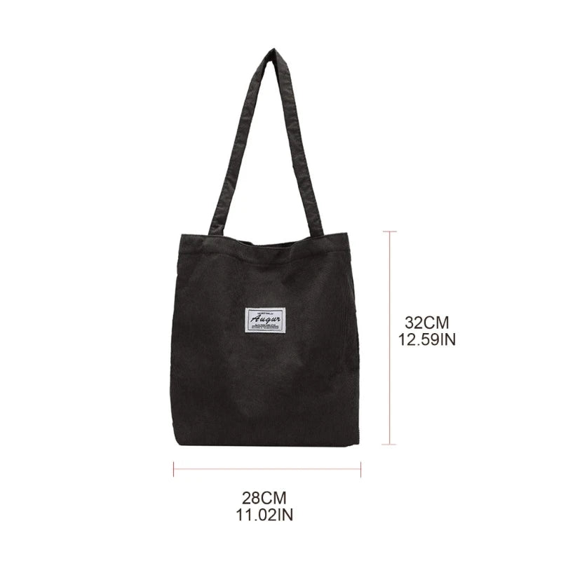 Women Corduroy Shoulder Shopping Bags Reusable Casual Outdoor Party Tote Handbag