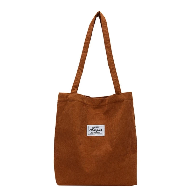 Women Corduroy Shoulder Shopping Bags Reusable Casual Outdoor Party Tote Handbag