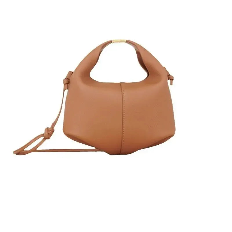 Women Cowhide Crossbody Bag Solid Color Shoulder Bags All-Match Ladies Gold Buckle Handbags