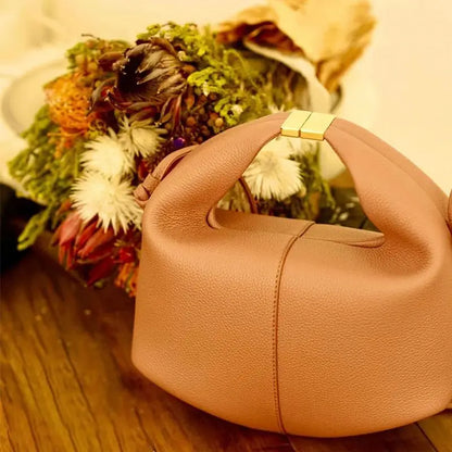 Women Cowhide Crossbody Bag Solid Color Shoulder Bags All-Match Ladies Gold Buckle Handbags