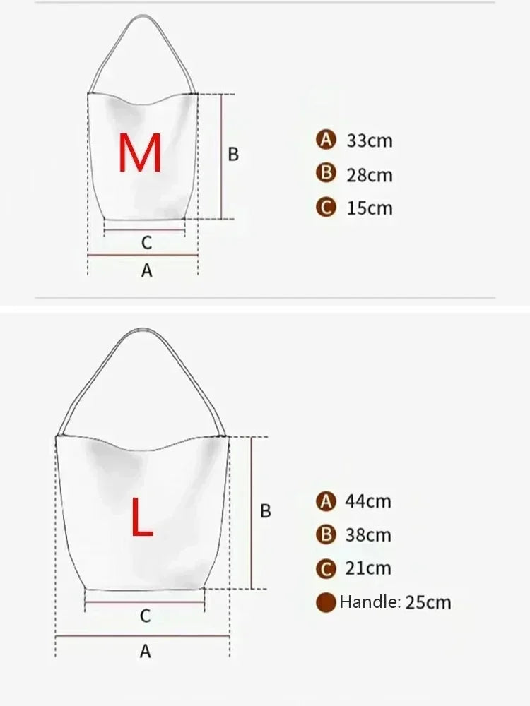 Women Cowhide Shoulder Bag Female Handbag Row Bucket Bag Classic Lcu Lychee Patterned Tote Bags Solid Color Single Shoulder Bags