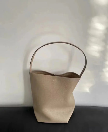 Women Cowhide Shoulder Bag Female Handbag Row Bucket Bag Classic Lcu Lychee Patterned Tote Bags Solid Color Single Shoulder Bags