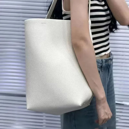 Women Cowhide Shoulder Bag Female Handbag Row Bucket Bag Classic Lcu Lychee Patterned Tote Bags Solid Color Single Shoulder Bags