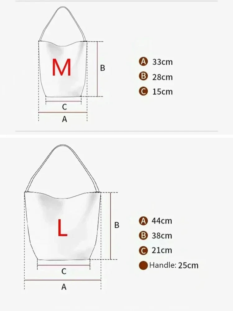 Women Cowhide Shoulder Bag Female Handbag Row Bucket Classic Lcu Lychee Patterned Tote Bags Solid Color Single Shoulder Bags