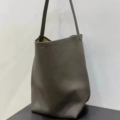 Women Cowhide Shoulder Bag Female Handbag Row Bucket Classic Lcu Lychee Patterned Tote Bags Solid Color Single Shoulder Bags