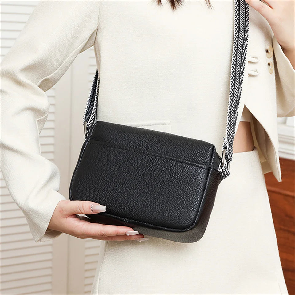 Women Cowhide Shoulder Bag Travel Luxury Tote Handbag Messenger Bag Female Satchel Pack Crossbody Phone Purse