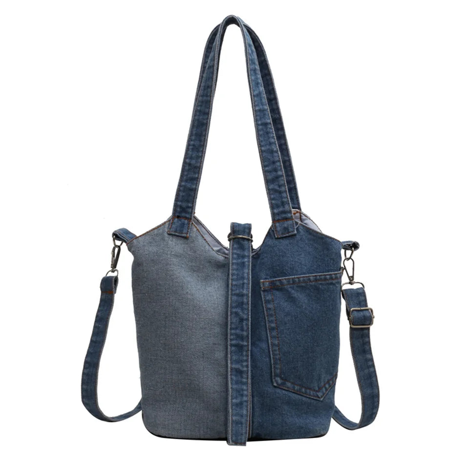 Women Crossbody Bag Fashion Denim Cloth Messenger Bag Vintage Shoulder Bag Larger Top-handle Bags Handbag