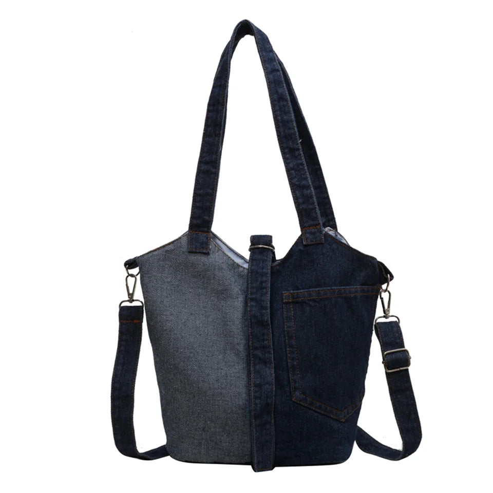 Women Crossbody Bag Fashion Denim Cloth Messenger Bag Vintage Shoulder Bag Larger Top-handle Bags Handbag