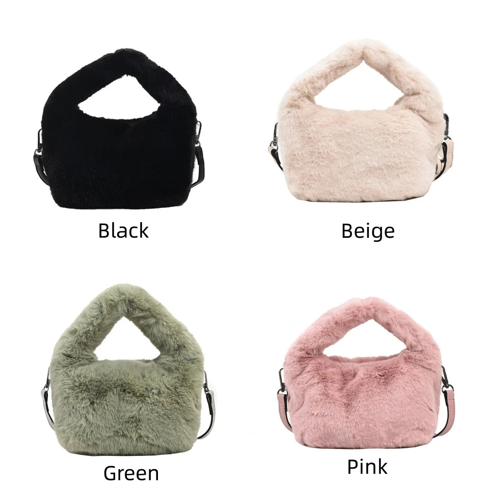 Women Crossbody Bag Shoulder Bag Brand Designer  PU Plush Luxury Bucket Crossbody Shopper Bag Handbag