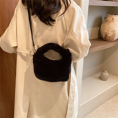 Women Crossbody Bag Shoulder Bag Brand Designer  PU Plush Luxury Bucket Crossbody Shopper Bag Handbag