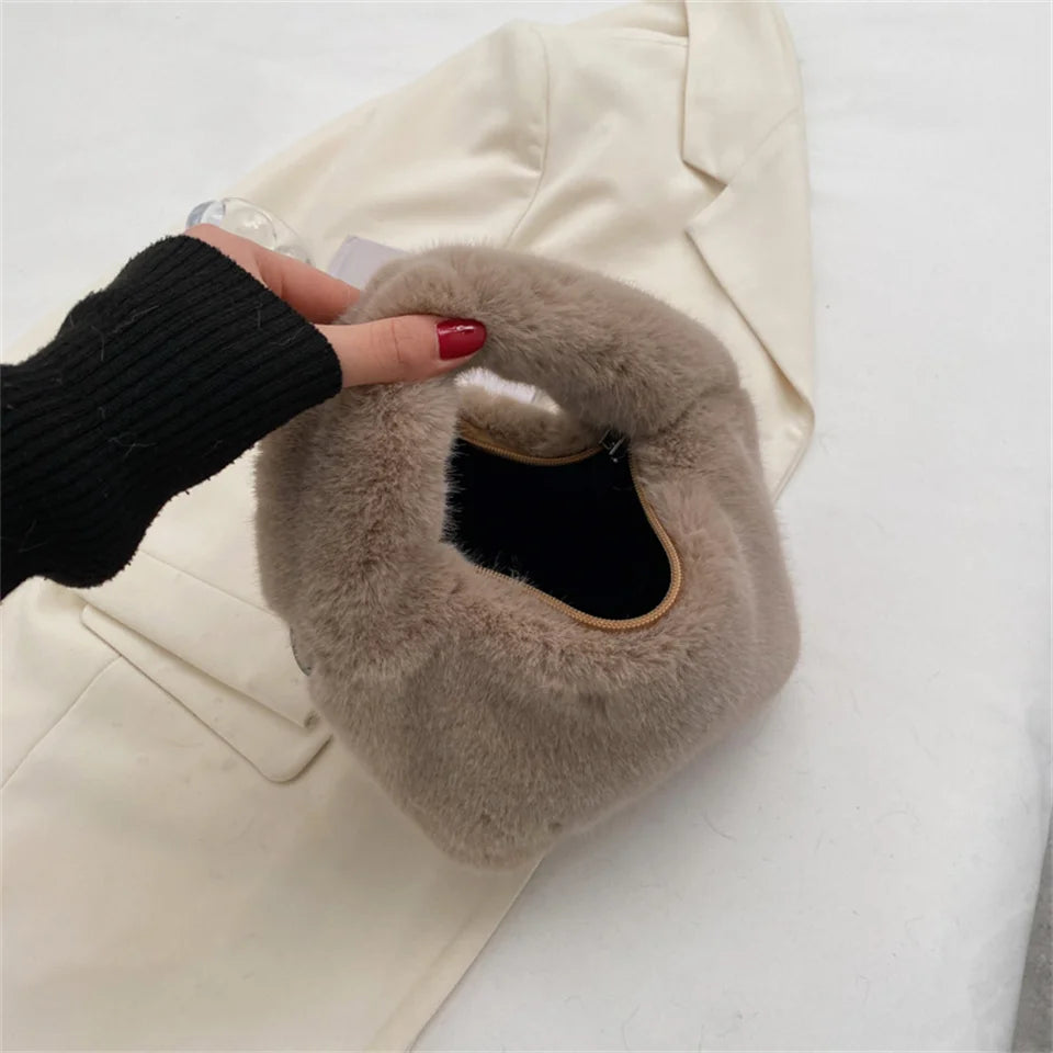 Women Crossbody Bag Shoulder Bag Brand Designer  PU Plush Luxury Bucket Crossbody Shopper Bag Handbag