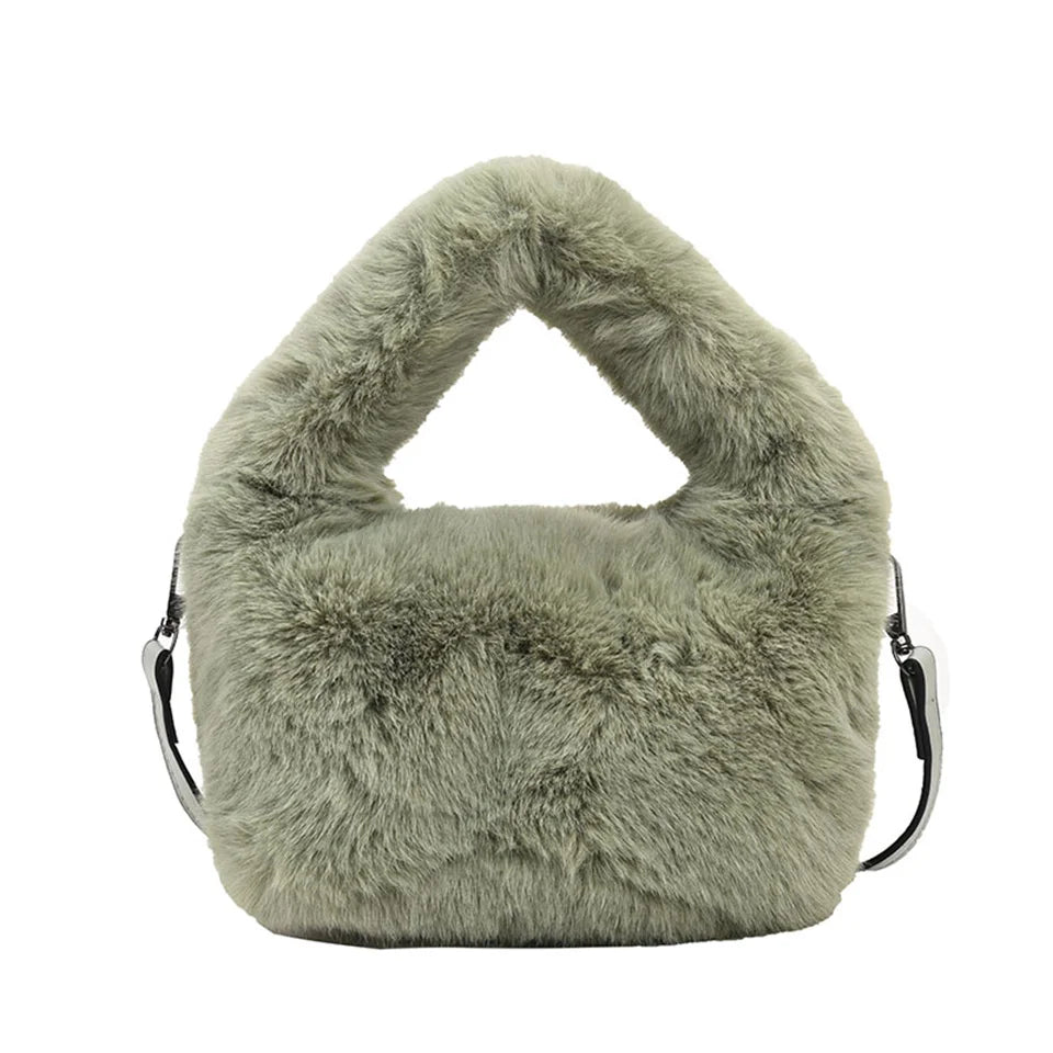 Women Crossbody Bag Shoulder Bag Brand Designer  PU Plush Luxury Bucket Crossbody Shopper Bag Handbag