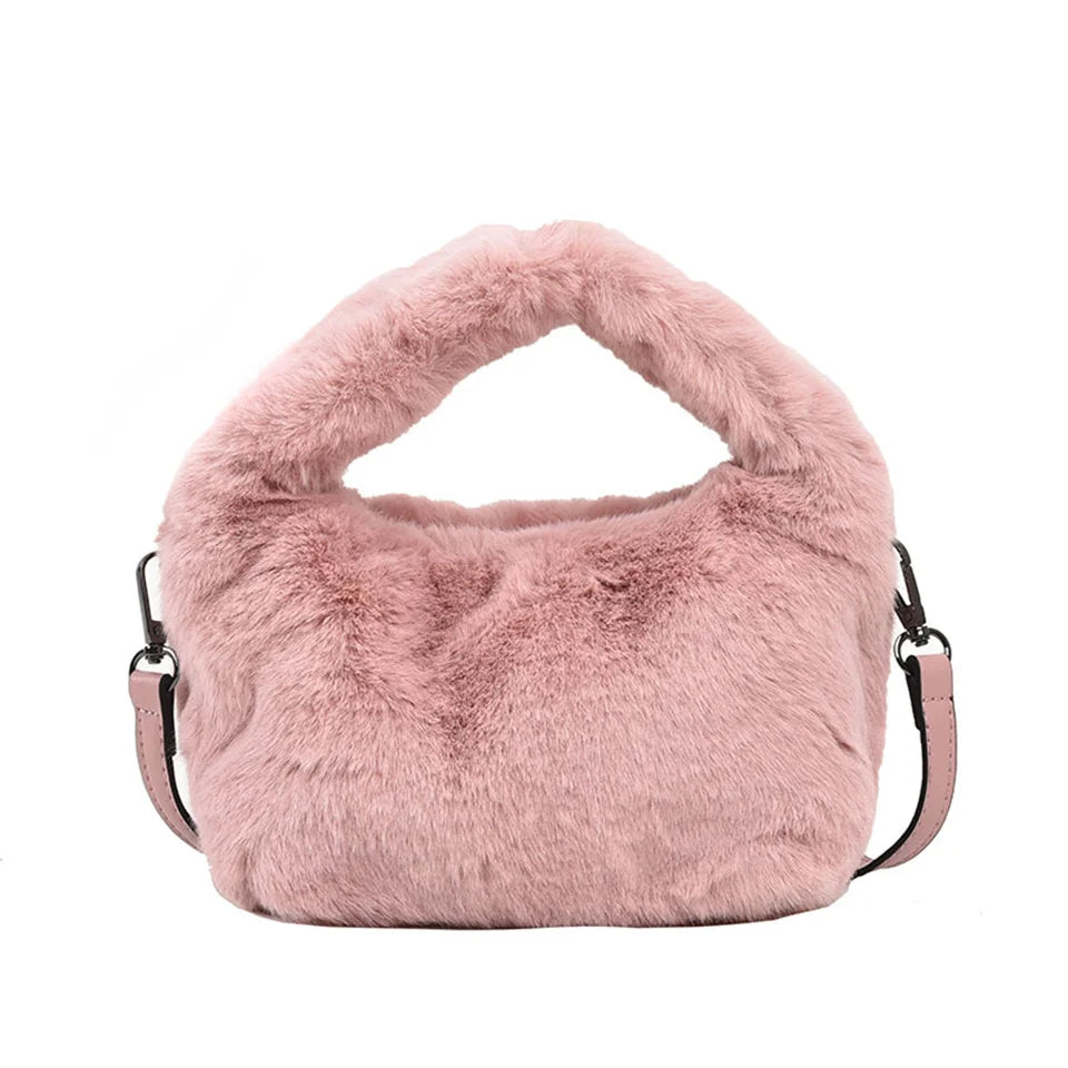 Women Crossbody Bag Shoulder Bag Brand Designer  PU Plush Luxury Bucket Crossbody Shopper Bag Handbag