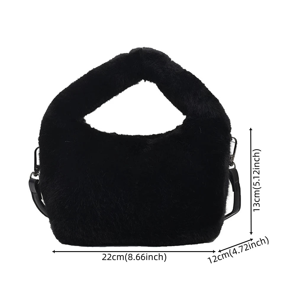 Women Crossbody Bag Shoulder Bag Brand Designer  PU Plush Luxury Bucket Crossbody Shopper Bag Handbag