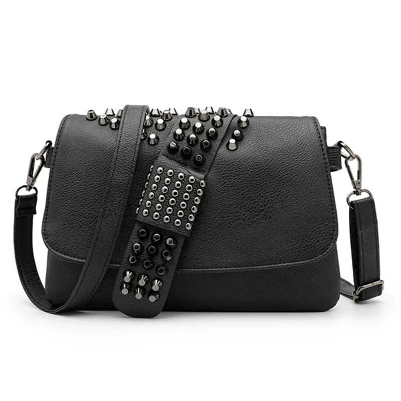 Women Crossbody Bag Vintage Skull Punk Bag Shoulder Bag Casual Fashion PU Bag Rivet Messenger Bags for Teens Girl Versatile Bags