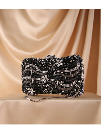Women Crystal Minaudiere Clutch bags Evening Bag Diamond Wedding Party Handbag Purse Gold Silver crossbody bags shoulder bag