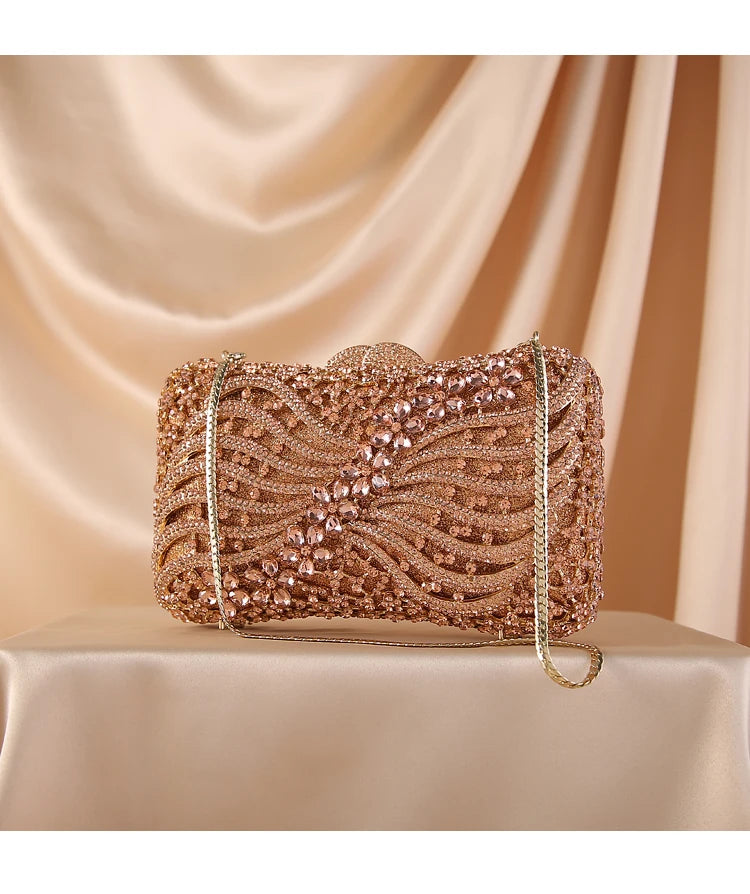 Women Crystal Minaudiere Clutch bags Evening Bag Diamond Wedding Party Handbag Purse Gold Silver crossbody bags shoulder bag