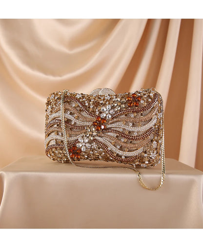 Women Crystal Minaudiere Clutch bags Evening Bag Diamond Wedding Party Handbag Purse Gold Silver crossbody bags shoulder bag