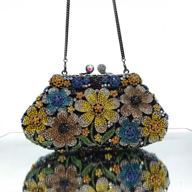 Women Crystal messenger Bags Evening bag Purse Metal Hardcase Bridal Diamond Handbags Wedding Party Minaudiere Handbag Clutch