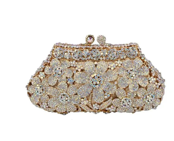 Women Crystal messenger Bags Evening bag Purse Metal Hardcase Bridal Diamond Handbags Wedding Party Minaudiere Handbag Clutch