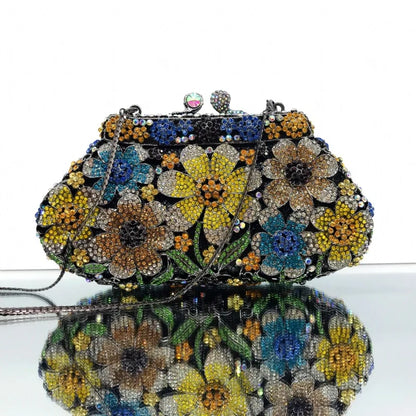 Women Crystal messenger Bags Evening bag Purse Metal Hardcase Bridal Diamond Handbags Wedding Party Minaudiere Handbag Clutch