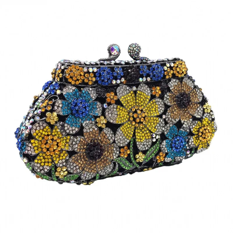 Women Crystal messenger Bags Evening bag Purse Metal Hardcase Bridal Diamond Handbags Wedding Party Minaudiere Handbag Clutch