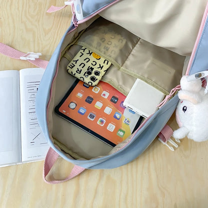 Women Cute Badge Backpack Student Harajuku Fashion Ladies Trendy Book Bag Female College Laptop Backpack Girl Kawaii  School Bag