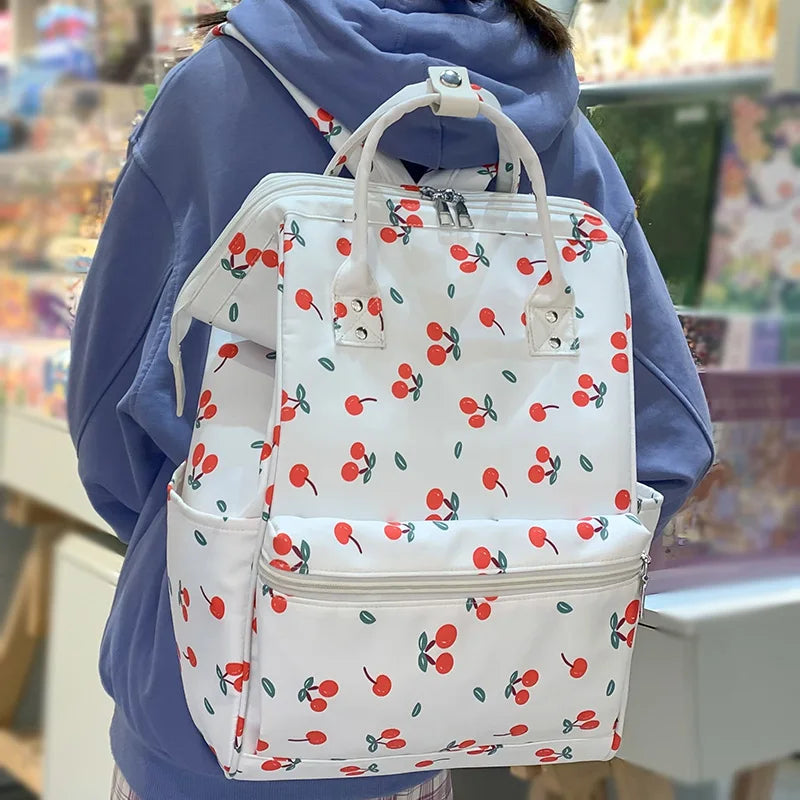 Women Cute Printing Waterproof Laptop Book Bag Lady Fashion Female Travel Teen College Backpack Trendy Girl Kawaii Nylon Leisure