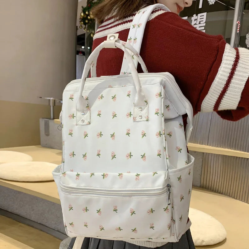 Women Cute Printing Waterproof Laptop Book Bag Lady Fashion Female Travel Teen College Backpack Trendy Girl Kawaii Nylon Leisure