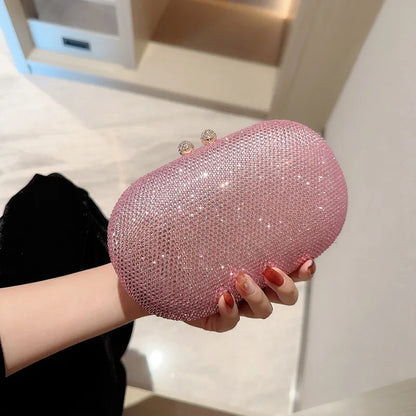 Women Diamond Clutch Bags Wedding Party Prom Dinner Wallets With Chain Luxury Mini Banquet Evening Purse Egg Shaped Handbags
