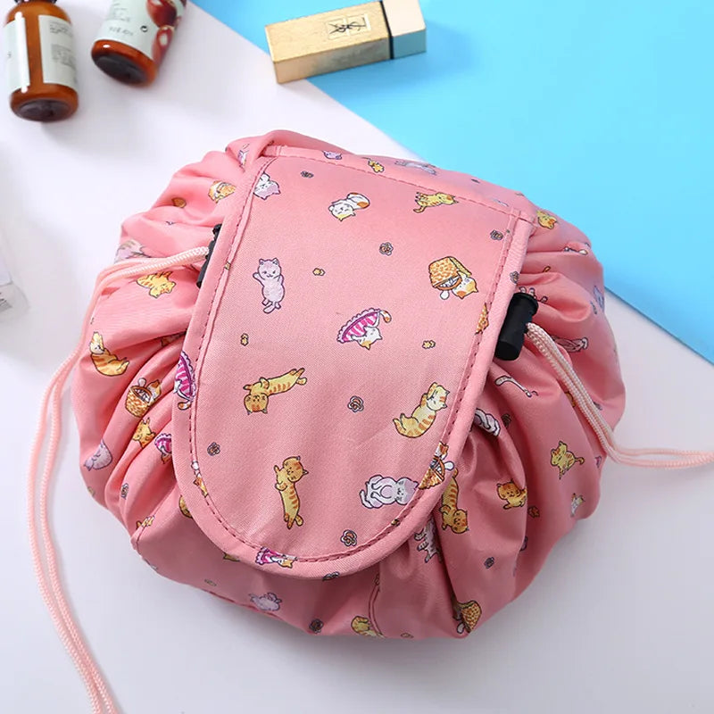 Women Drawstring Cosmetic Bag Travel Storage Makeup Bag Organizer Female Make Up Pouch Portable Waterproof Toiletry Beauty Case