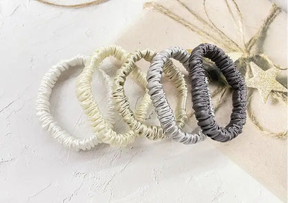 Women Elastic Hairband Hair Accessories Silk Satin Scrunchies Women Solid Color Hair Rope