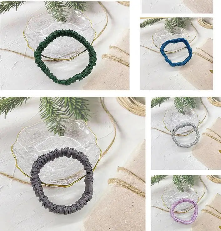 Women Elastic Hairband Hair Accessories Silk Satin Scrunchies Women Solid Color Hair Rope