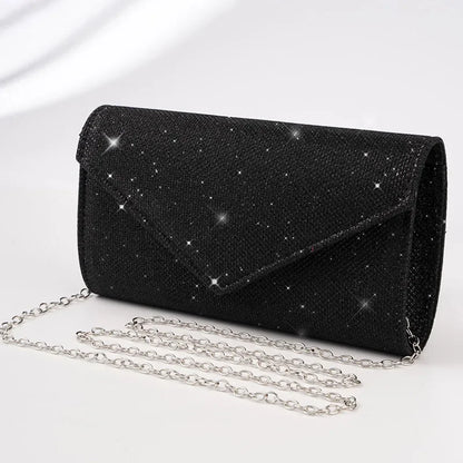Women Envelope Evening Bag Glitter Chain Shoulder Bags Brand Luxury Silver Long Purse Female Wedding Party Clutches Mini Handbag