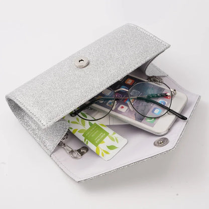 Women Envelope Evening Bag Glitter Chain Shoulder Bags Brand Luxury Silver Long Purse Female Wedding Party Clutches Mini Handbag