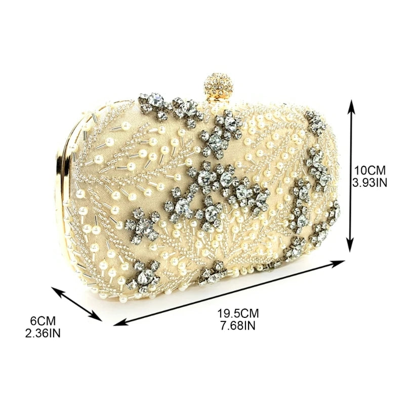 Women Evening Bag Embroidery Purse Detachable Chain Elegant Shoulder Bags Handbag Luxury Crossbody Clutch Party Purse